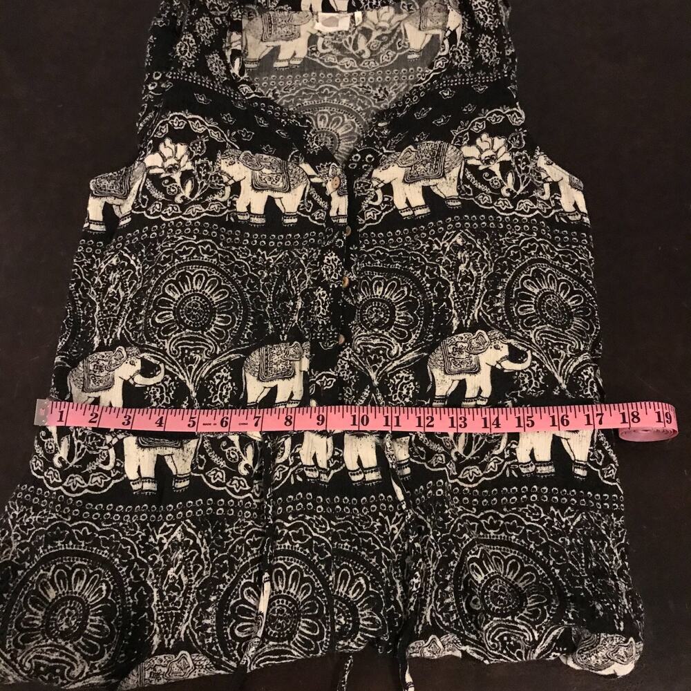 Anthro Lilka Elephant Print Jumpsuit S Jaipur Button Front Boho - Picture 5 of 12